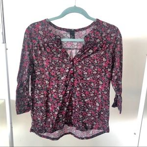 H&M floral print 3/4 sleeve blouse